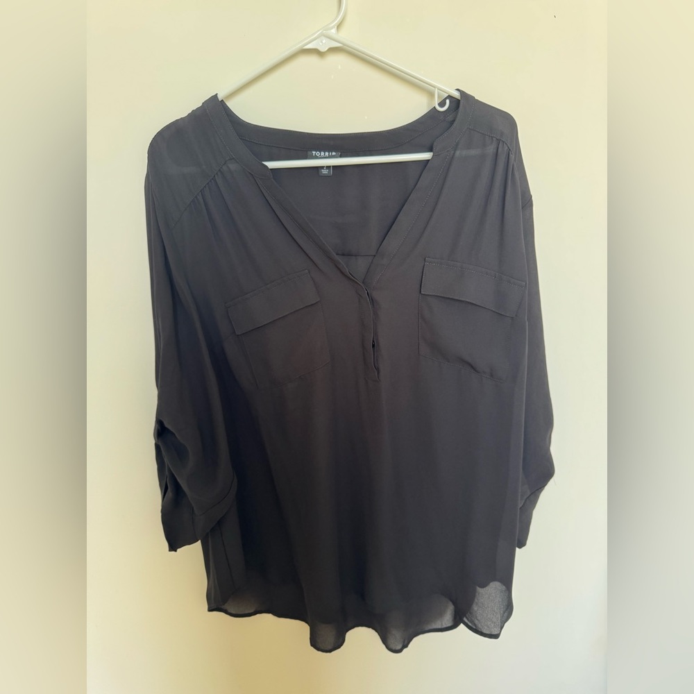 Torrid Black V-Neck Blouse